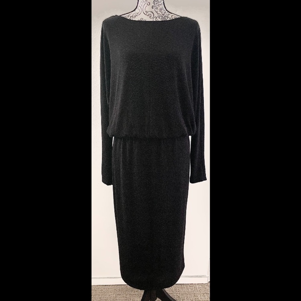 Vintage 80s 90s Heidi Daus Long Black Sparkling Dress